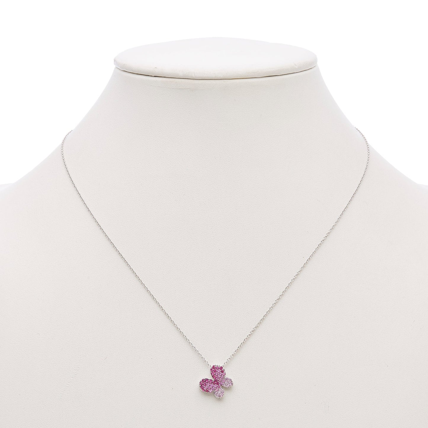 Pink Sapphire Butterfly Pendant Necklace