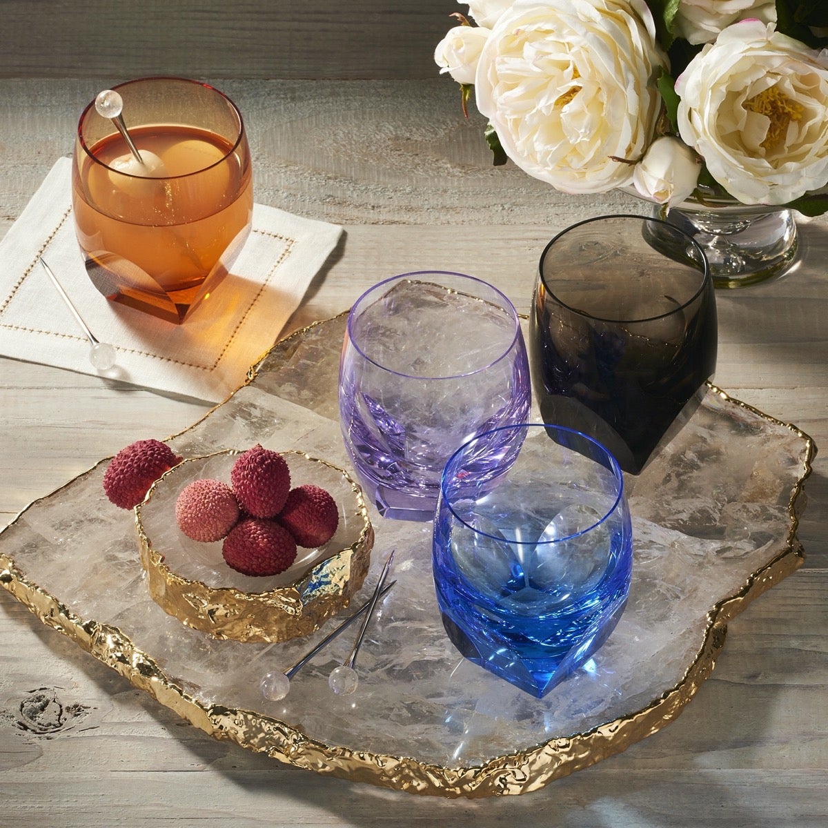 Bar Double Old-Fashioned Glass, Aquamarine