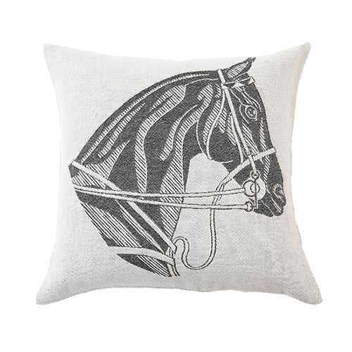 Stick & Ball Charcoal Gray Horse Pillow, Right-Facing