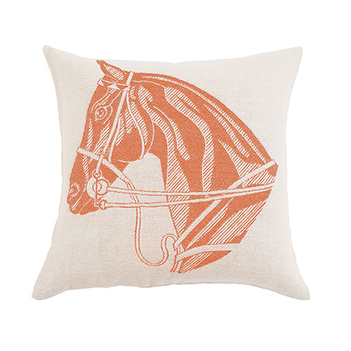 Stick & Ball Mandarin Orange Horse Pillow, Left-Facing