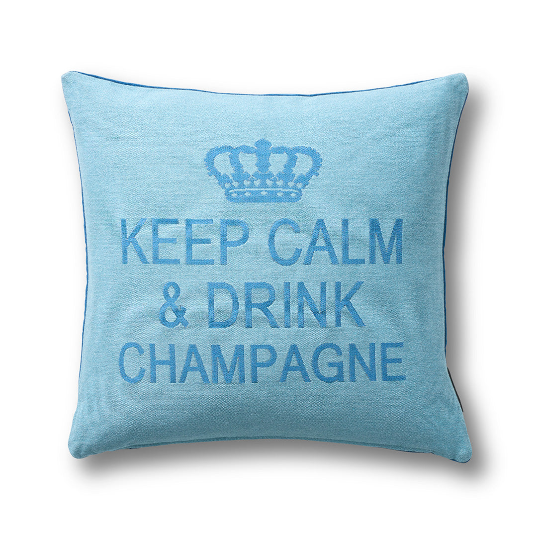 Keep Calm & Drink Champagne Pillow, Blue