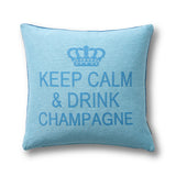 Keep Calm & Drink Champagne Pillow, Blue