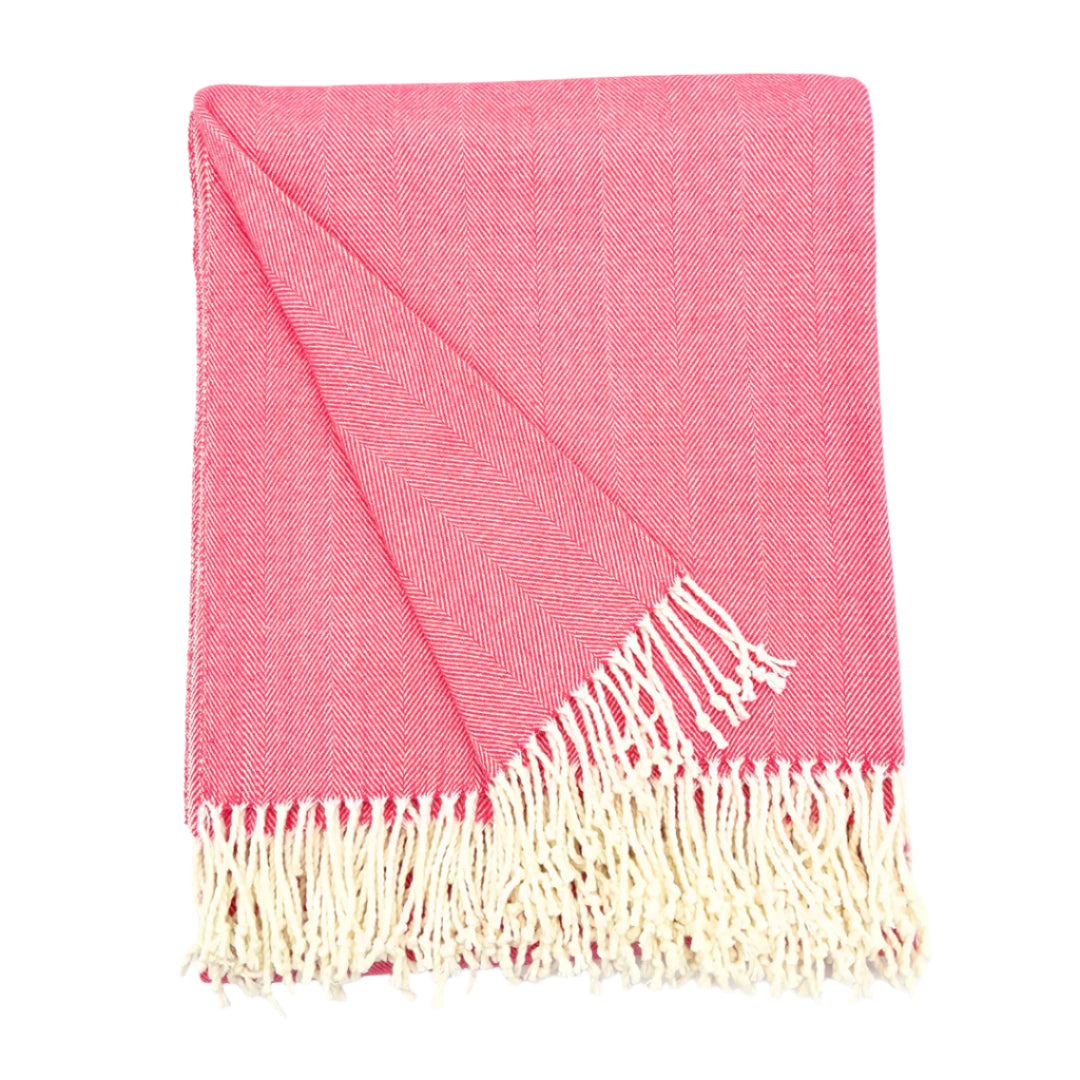 Charleston Herringbone Throw, Coral