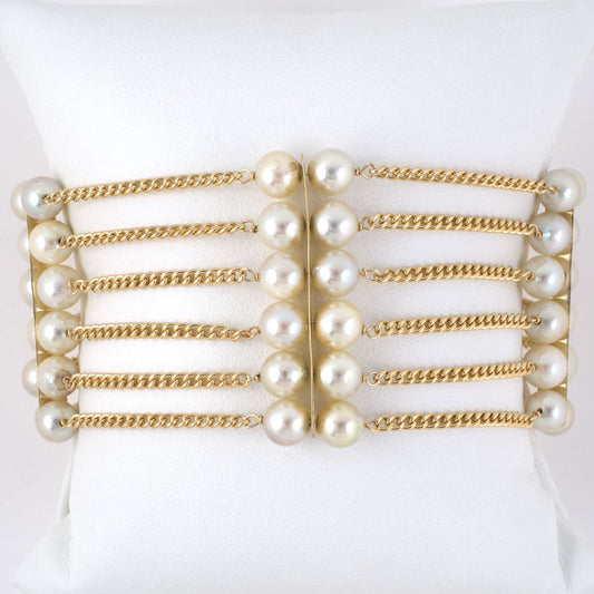 Six-Row Pearl Four-Section Bracelet #1
