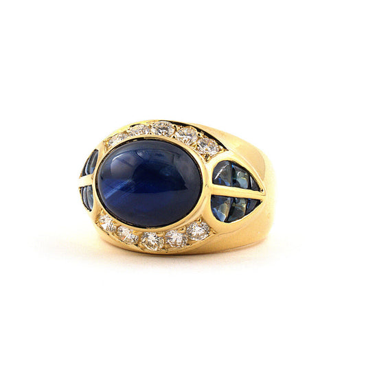 Estate Italian Sapphire & Diamond Domed Ring
