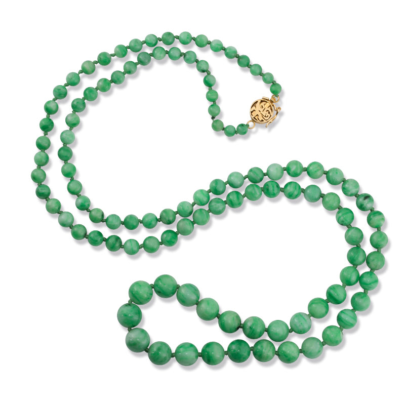 Graduated Green Jade Bead Necklace