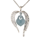 Estate Diamond & Jadeite Bleeding Heart Pendant Necklace