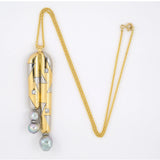 Diamond & Baroque Pearl Geometric Drop Pendant Necklace