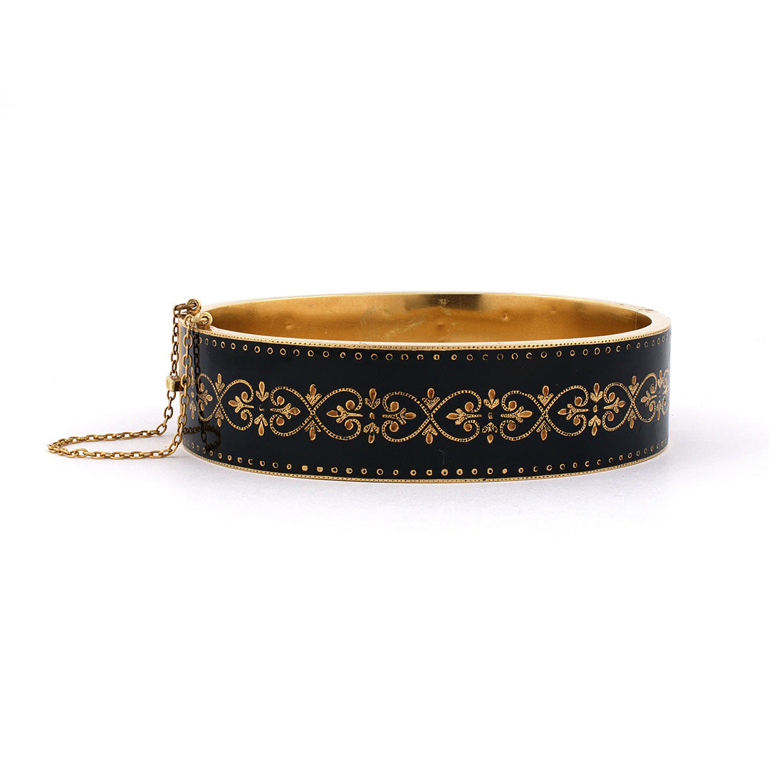 Estate Victorian Gold & Enamel Bangle Bracelet