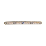 Estate Edwardian Krementz Sapphire Floral Bar Pin