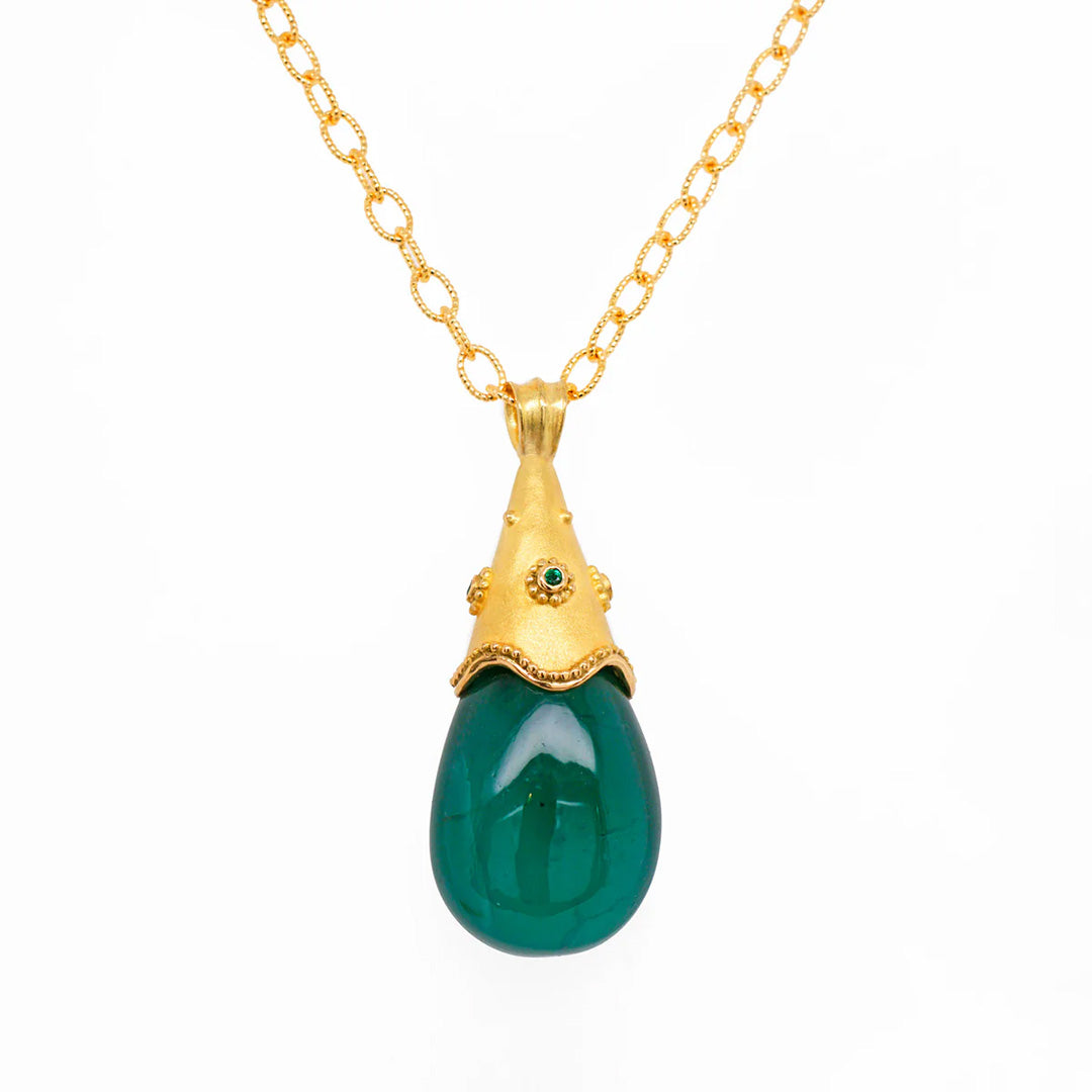 Barbara Heinrich Emerald Teardrop Pendant Necklace