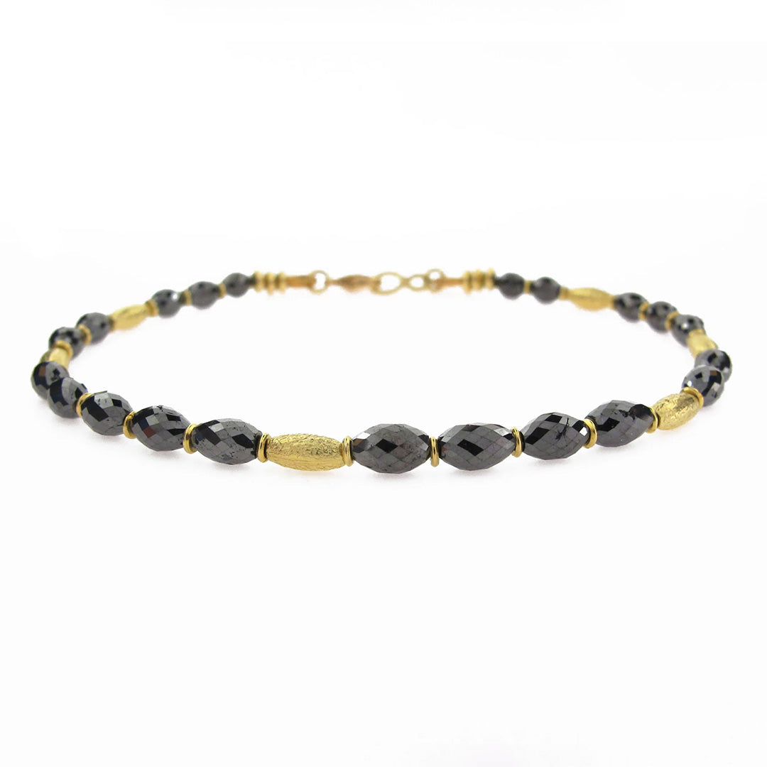 Black Diamond Oval Bead Bracelet