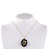 Victorian Pearl & Enamel Locket Pendant Necklace