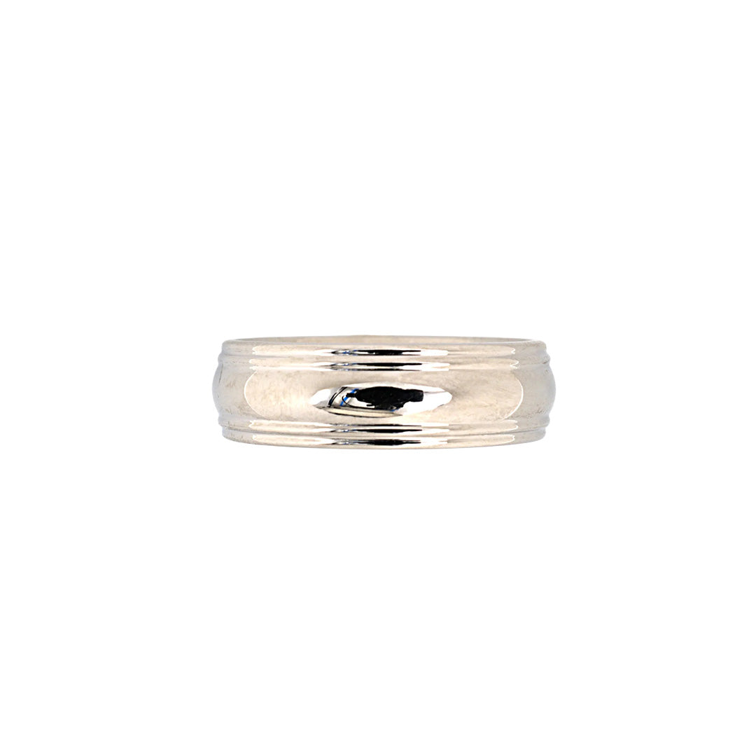 Estate Platinum Grooved Wedding Band