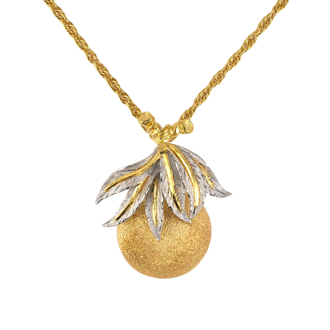 Estate Buccellati Gold Floral Fruit Pendant Necklace