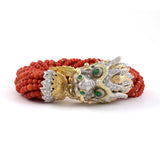 Coral Bead Chimera Torsade 18-Strand Bracelet
