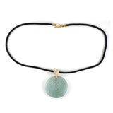 Jadeite Dragon & Phoenix Disc Pendant Necklace