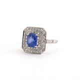 Estate Art Deco Sapphire & Diamond Tiered Square Ring