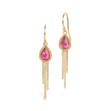 Amáli Pink Tourmaline Gold Tassel Earrings