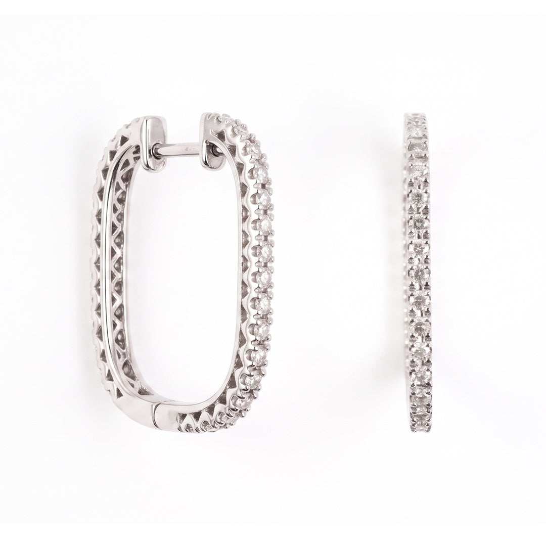 Diamond Cushion-Shaped Hoop Earrings