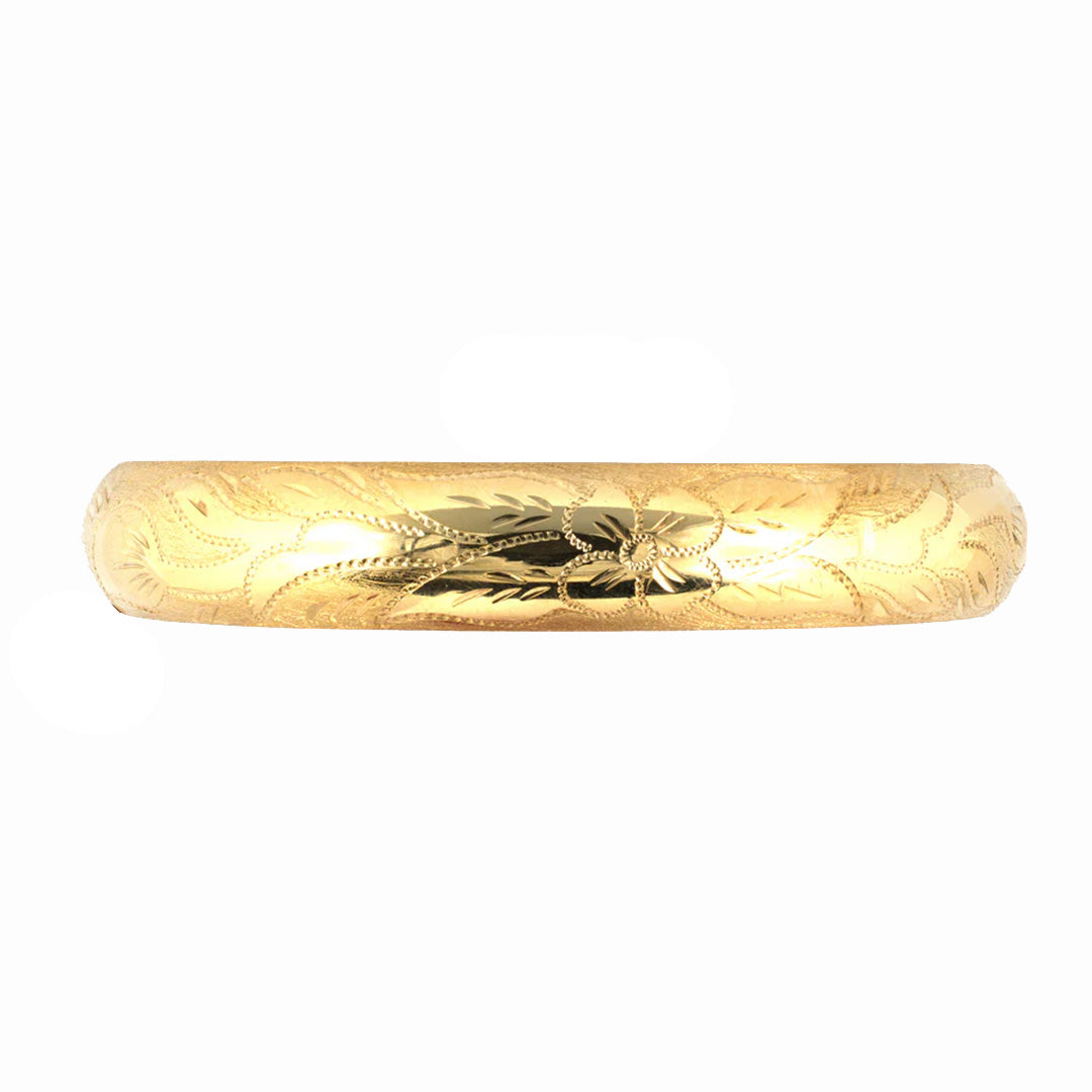 Gold Carved Floral Bangle