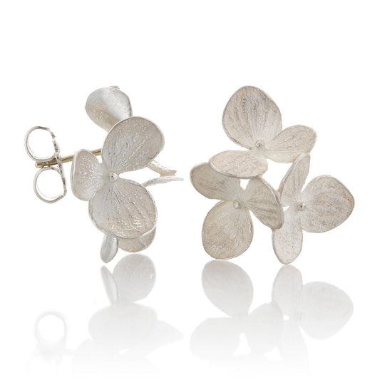 Sterling Silver Three-Part Baby Hydrangea Earrings