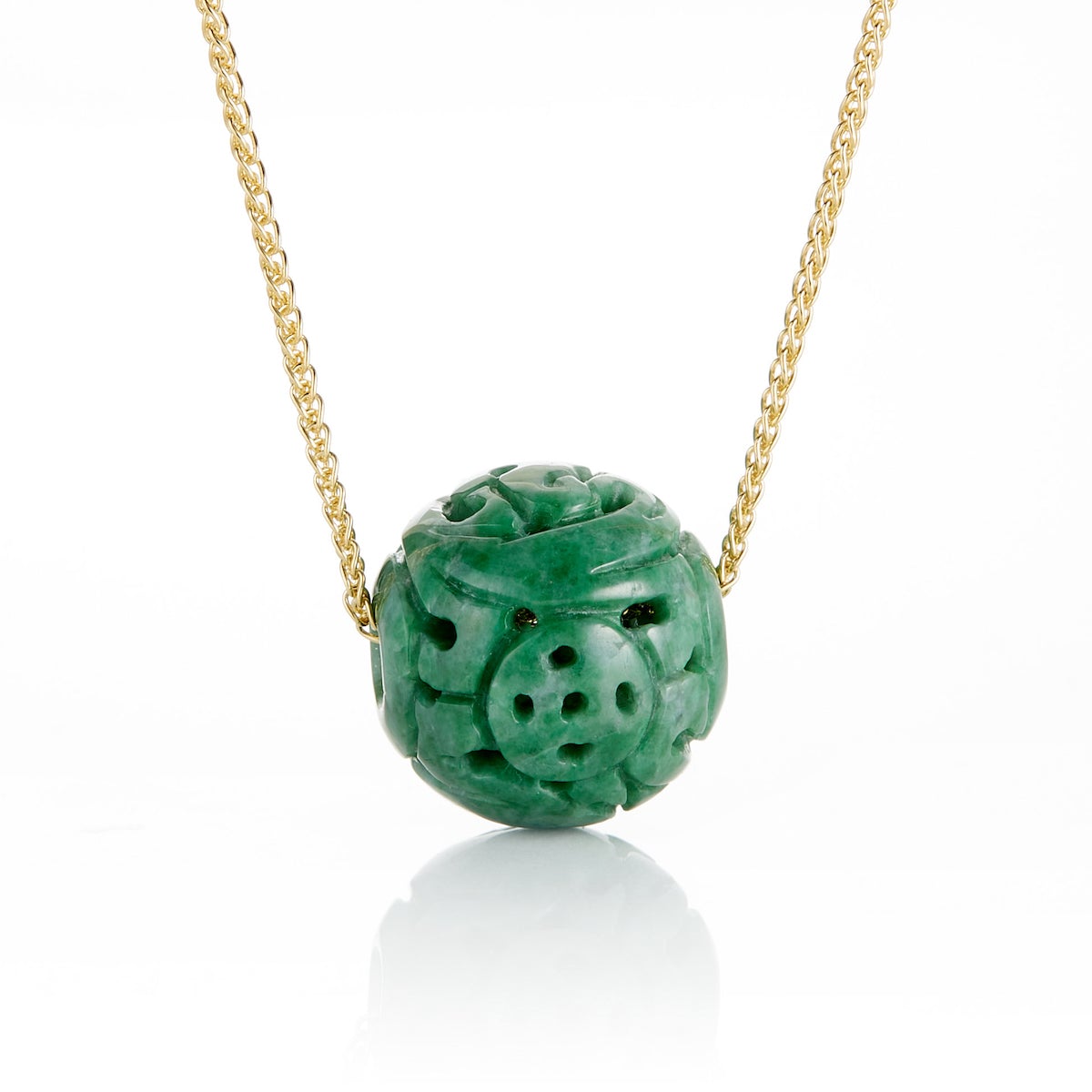 Gump's Signature Green Jadeite Dragon Ball Pendant Necklace