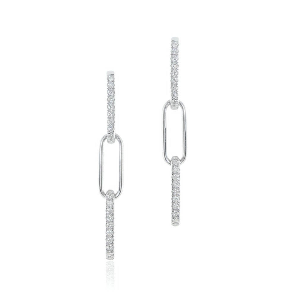 Diamonds & Sterling Silver Link Earrings