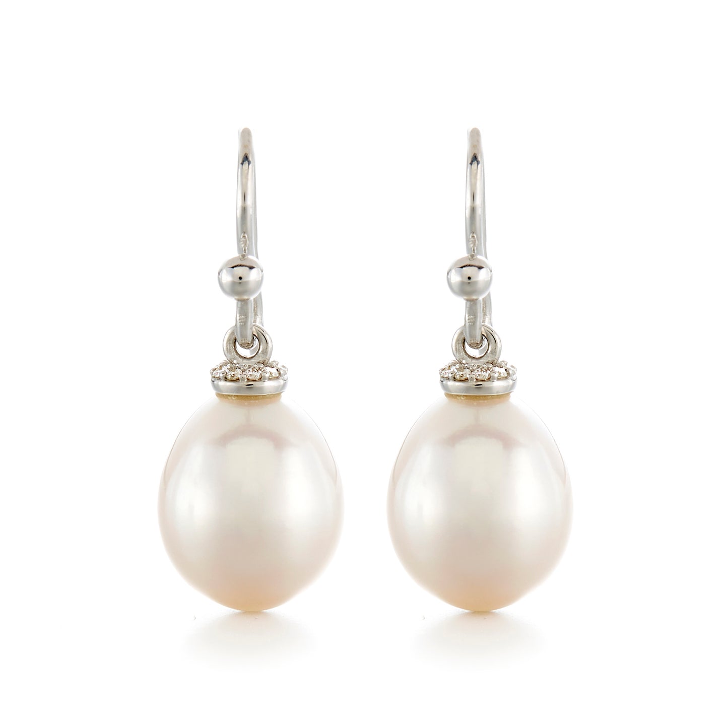 Pearl & Diamond Silver Drop Earrings