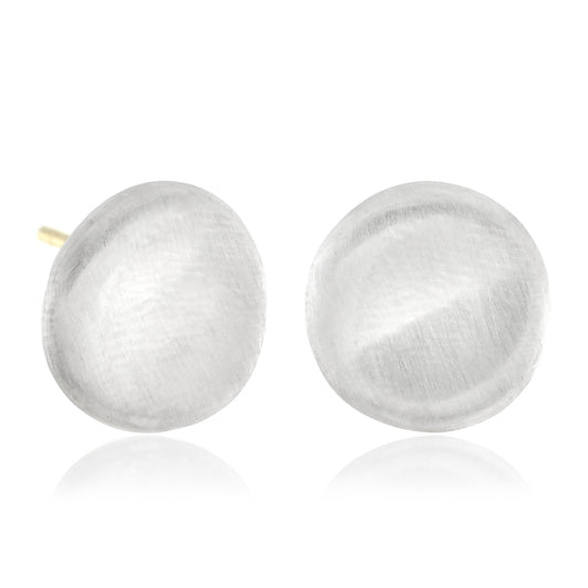 Brushed Sterling Silver Organic Pebble Earrings