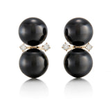 Gump's Signature Les Deux Earrings in Black Jade & Diamonds