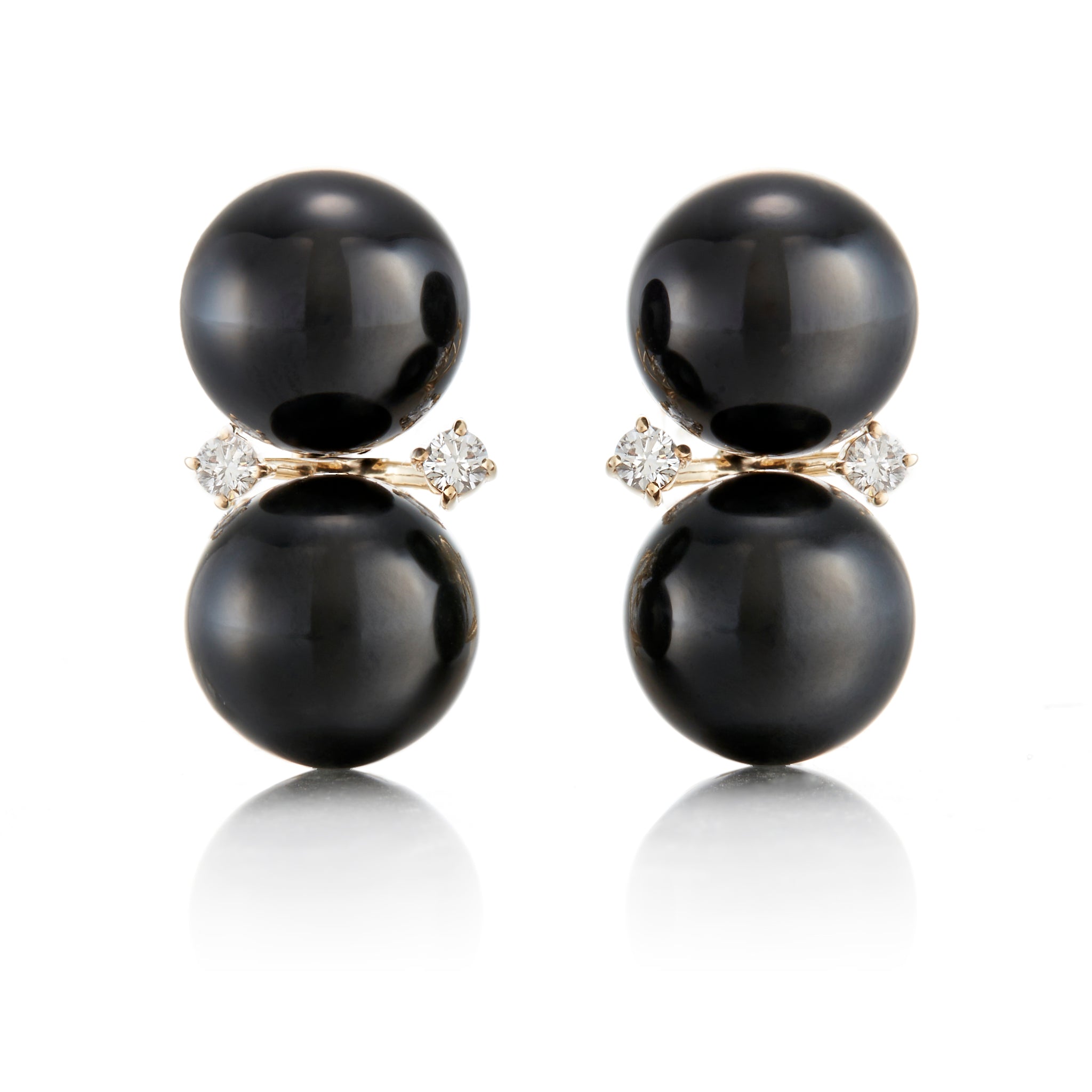Gump's Signature Les Deux Earrings in Black Jade & Diamonds