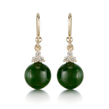 Gump's Signature Madison Drop Earrings in Green Jade & Diamonds
