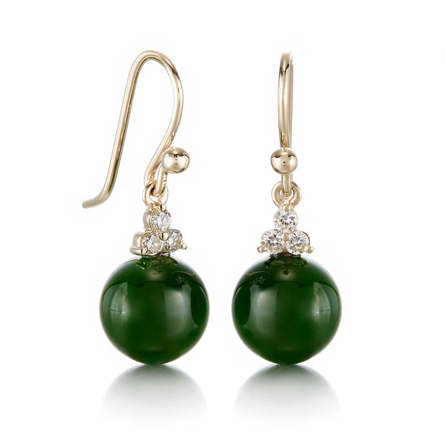 Madison Drop Earrings in Green Jade & Diamonds