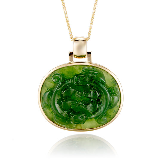 Gump's Signature Green Nephrite Jade Water Dragon Pendant