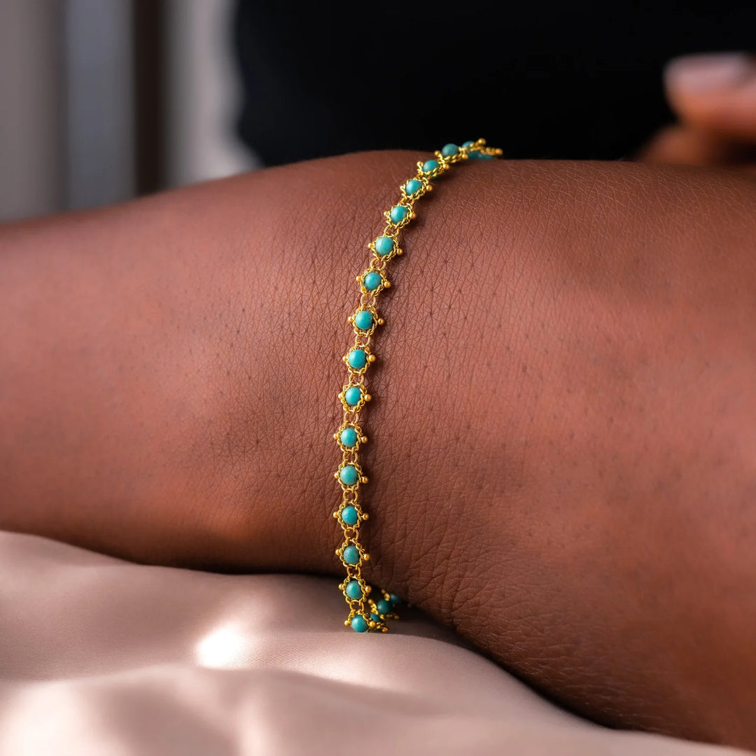 Turquoise Woven Textile Bracelet