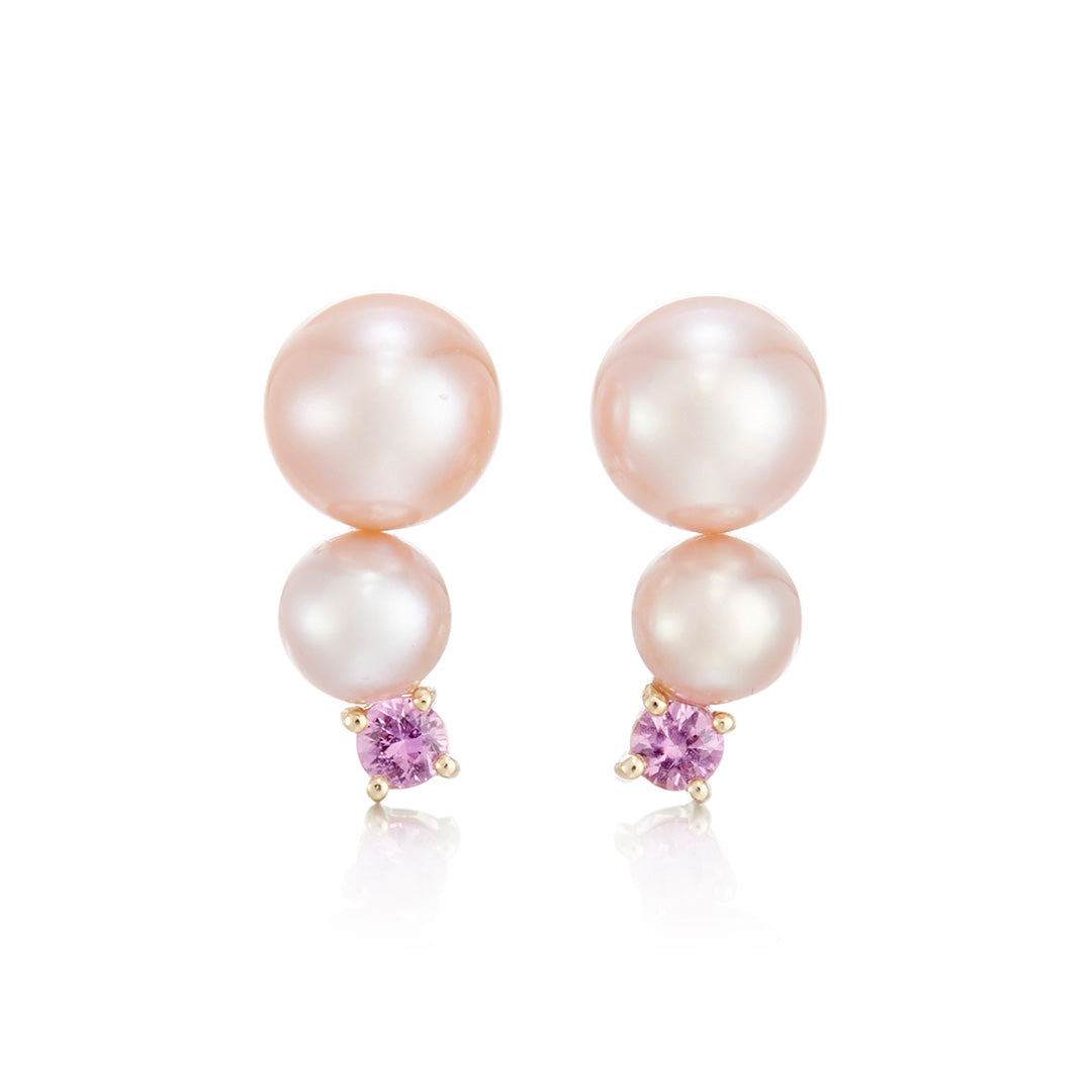 Gump's Signature Pink Pearl & Pink Sapphire Climber Earrings
