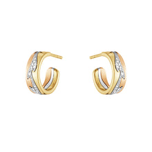 Georg Jensen Fusion Tri-Color Gold & Diamond Hoop Earrings
