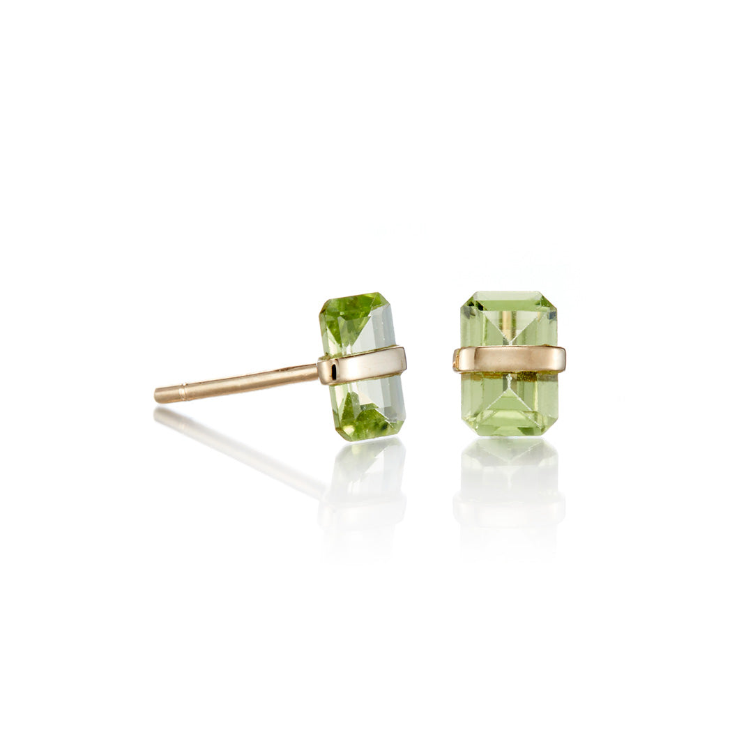 Bezel-Wrapped Peridot Stud Earrings