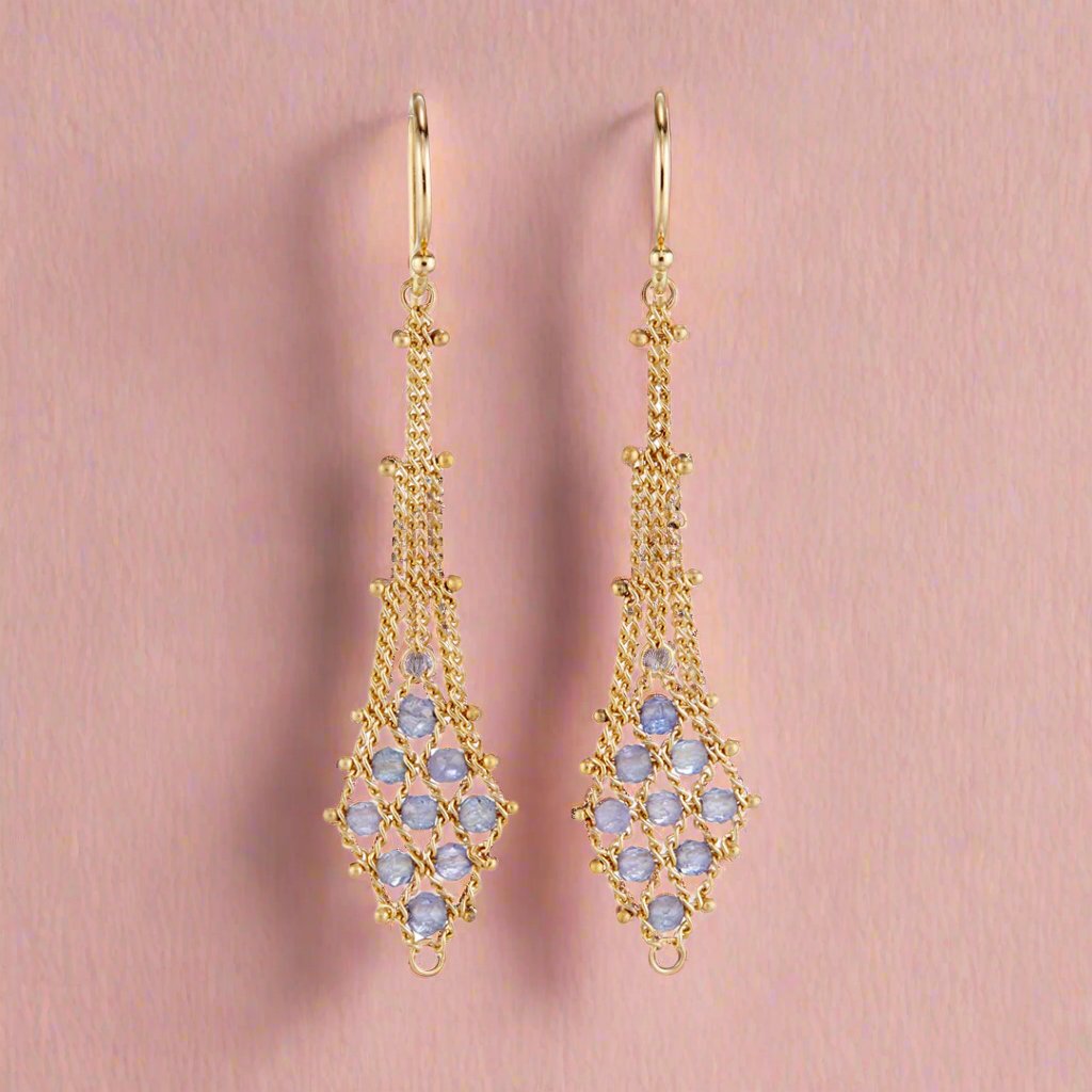 Amáli Tanzanite Suspended Lattice Earrings