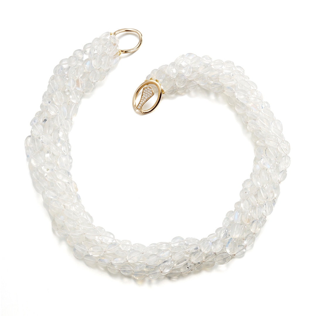 Gump's Signature Graduated Moonstone 8-Strand Twist Necklace with Diamond Clasp