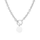 Gump's Signature White Sapphire & Silver Toggle Necklace with Round Disc