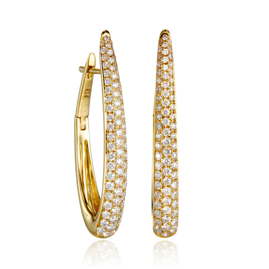 Pavé Diamond Navette Hoop Earrings