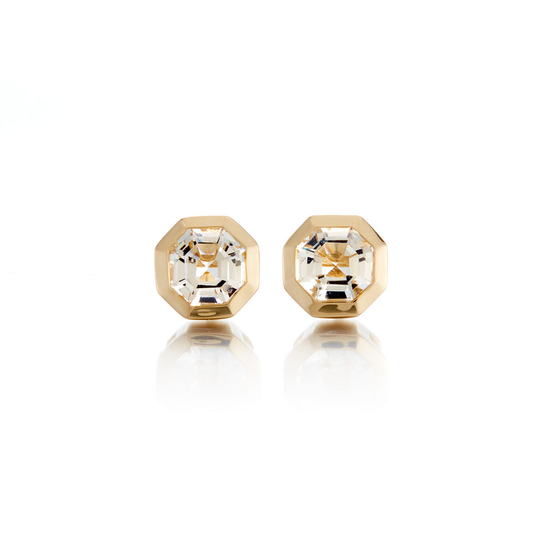 Gump's Signature Asscher-Cut Earrings in White Topaz