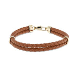 Gump's Signature Men's Double Braided Leather Bracelet, Brown
