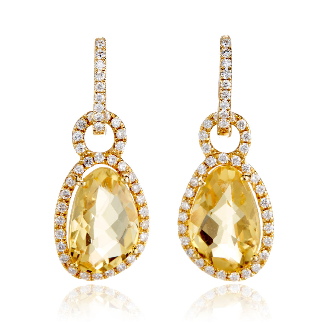 Citrine & Diamond Drop Earrings