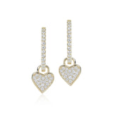 Heart Charm Huggie Hoop Earrings in Pavé Diamonds