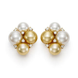 Golden & White South Sea Pearl Cluster Earrings
