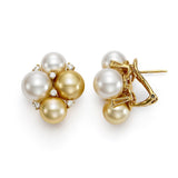 Golden & White South Sea Pearl Cluster Earrings