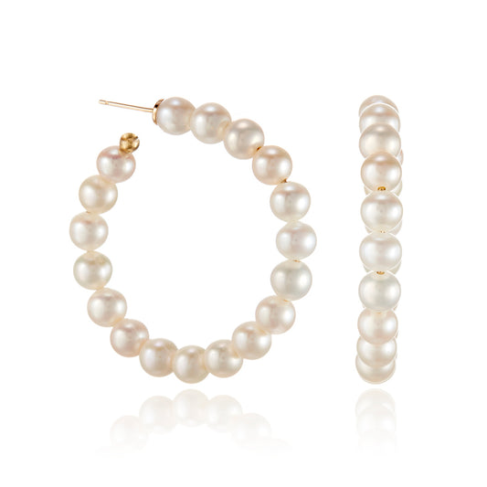 6mm Pearl Hoop Earrings